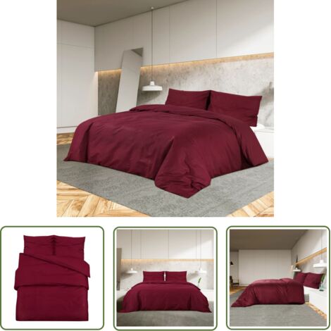 The Living Store Ensemble de housse de couette Bordeaux 200x200 cm Coton - Housses De Couette - Linge De Lit - Literie - Drap Housse - Coton