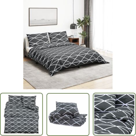 The Living Store Ensemble de housse de couette Gris 140x200 cm Coton - Housses De Couette - Linge De Lit - Drap Housse - Literie - Coton