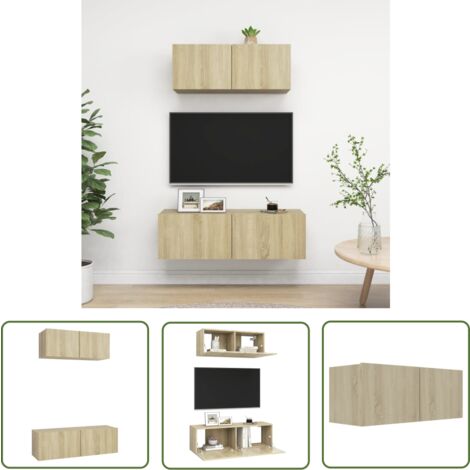 The Living Store Ensemble de meuble TV 2 pcs Chêne sonoma Bois d'ingénierie - Meubles Tv Suspendus - Meubles Tv Murale - Ensemble Meuble Tv - Meuble Tv Chêne Sonoma - Meuble Tv Moderne
