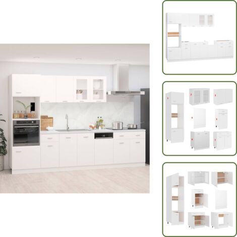 The Living Store Ensemble de meubles de cuisine 7 pcs Blanc Aggloméré - Meuble De Cuisine - Ensemble Meuble Cuisine - Armoire Cuisine - Cuisines Aménagées - Rangements Cuisine