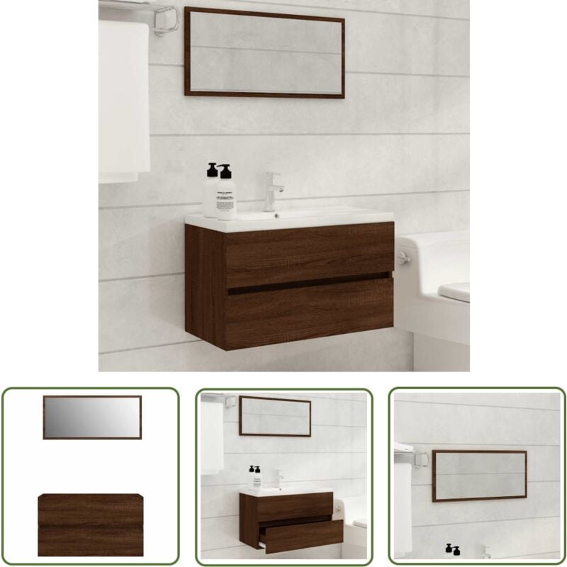 The Living Store - Ensemble de meubles de salle de bain 2 pcs Chêne marron - Meuble De Salle De Bain - Armoire De Salle De Bain - Ensemble Salle De