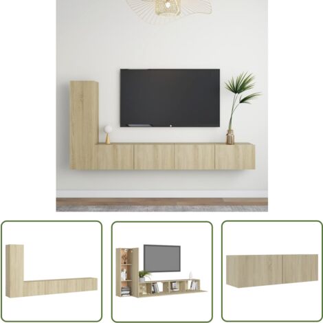The Living Store Ensemble de meubles TV 3 pcs Chêne sonoma Bois d'ingénierie - Meuble Tv Suspendu - Meuble Tv Mural - Ensemble Meuble Tv - Meuble Tv Chêne Sonoma - Meuble Tv Moderne
