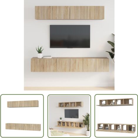 The Living Store Ensemble de meubles TV 5 pcs Chêne sonoma Bois d'ingénierie - Meuble Tv - Meuble Média - Armoire Multimedia - Rangement - Bois D'ingénierie