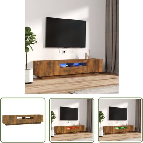 The Living Store Ensemble de meubles TV avec lumières LED 2 pcs Chêne fumé - Meuble Tv - Meuble Téléviseur - Éclairage Led - Rangement Tv - Design Moderne