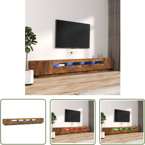 The Living Store Ensemble de meubles TV avec lumières LED 3 pcs Chêne fumé - Meuble Tv - Meuble Téléviseur - Éclairage Led - Rangement Media - Design Moderne