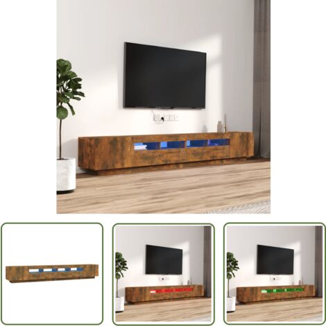 The Living Store Ensemble de meubles TV avec lumières LED 3 pcs Chêne fumé - Meuble Tv - Meuble Téléviseur - Éclairage Led - Rangement Tv - Design Moderne