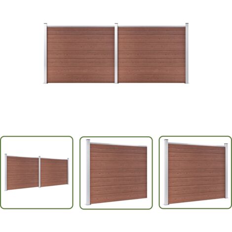 The Living Store Ensemble de panneau de clôture WPC 353x146 cm Marron - Clôture Jardin - Clôture Résidentielle - Clôture Composite - Clôture WPC - Barrière Jardin