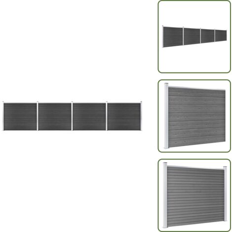 The Living Store Ensemble de panneau de clôture WPC 699x146 cm Gris - Barrière de jardin