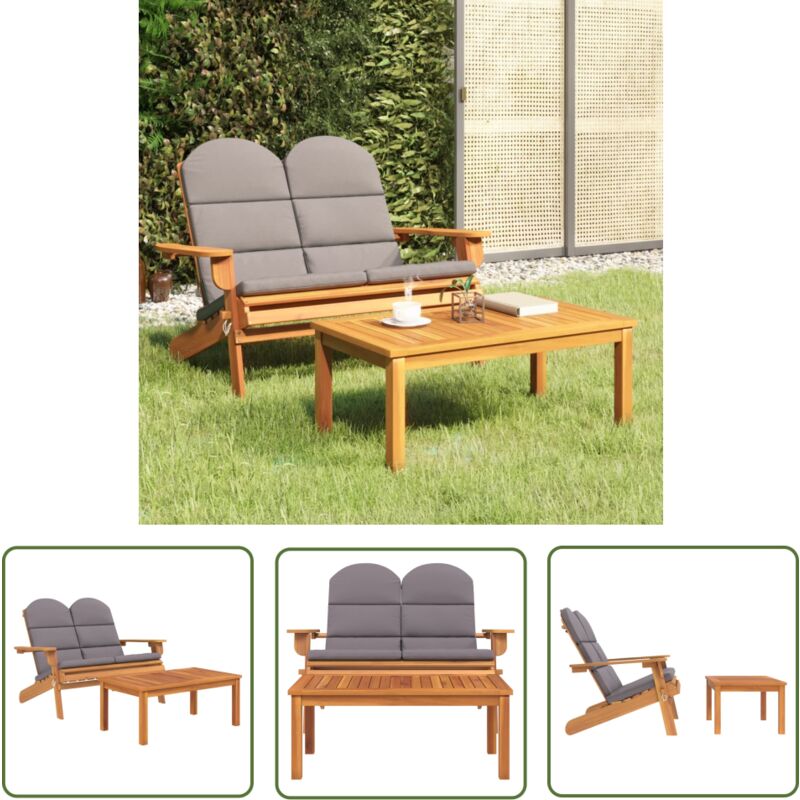 Ensemble de salon de jardin Adirondack 2 pcs bois acacia solide - Banc De Jardin - Mobilier De Jardin - Salon De Jardin - Chaise Longue - Meubles De