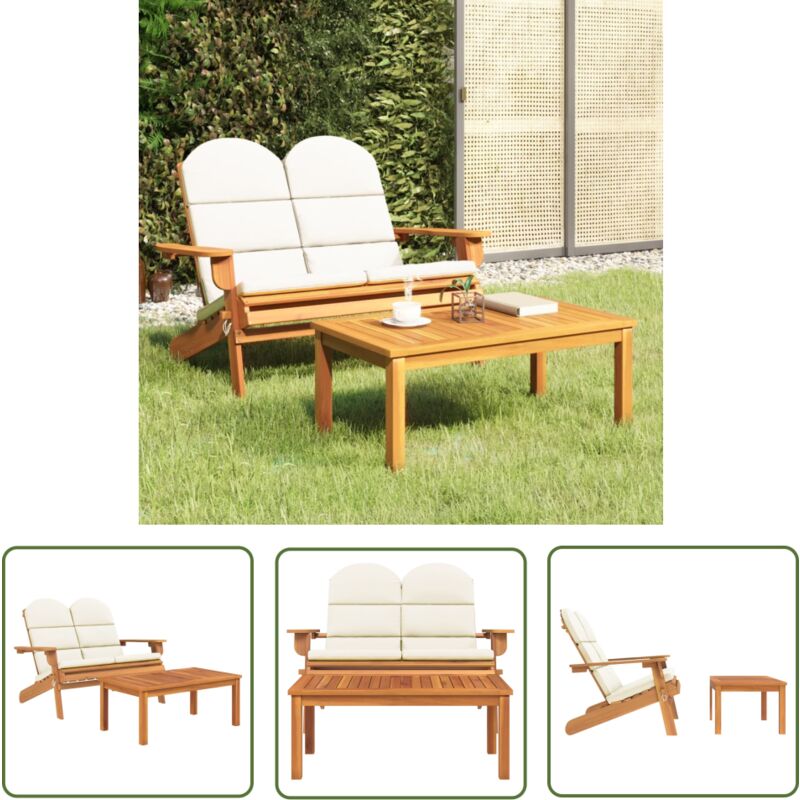 The Living Store Ensemble de salon de jardin Adirondack 2 pcs bois acacia solide - Banc De Jardin - Mobilier De Jardin - Salon De Jardin - Chaise