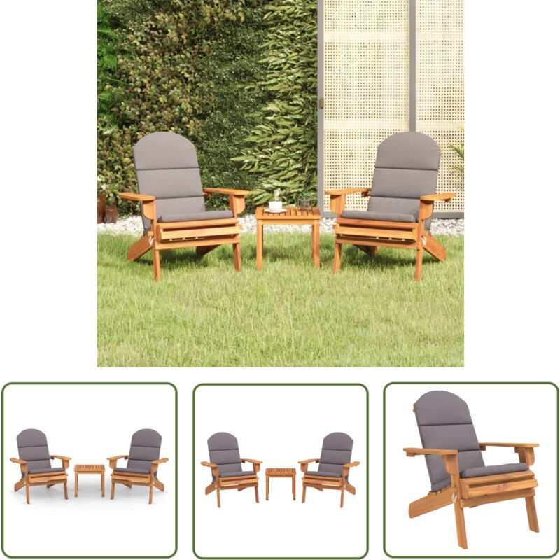 The Living Store - Ensemble de salon de jardin Adirondack 3 pcs bois acacia solide - Salon De Jardin - Mobilier De Jardin - Meubles De Jardin