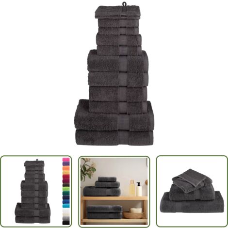 The Living Store Ensemble de serviettes de qualité supérieure SOLUND 12 pcs - Serviettes De Bain - Ensembles De Serviettes - Serviettes En Coton - Serviettes Douces - Serviettes Absorbantes