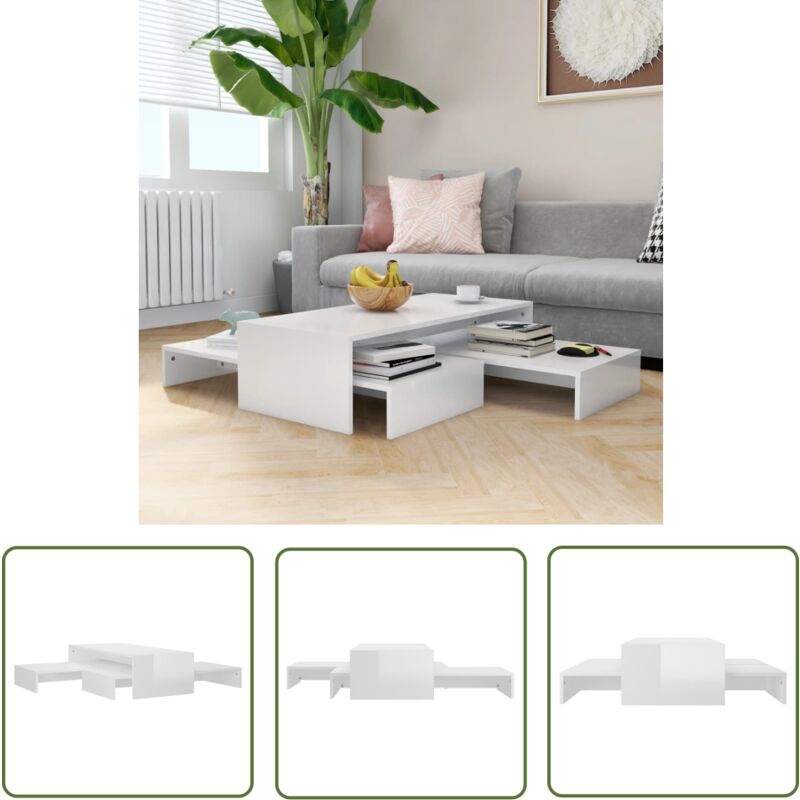 Devenirriche - The Living Store Ensemble de tables basses gigognes blanc brillant - Table Basse - Ensemble De Tables - Meubles De Salon - Table