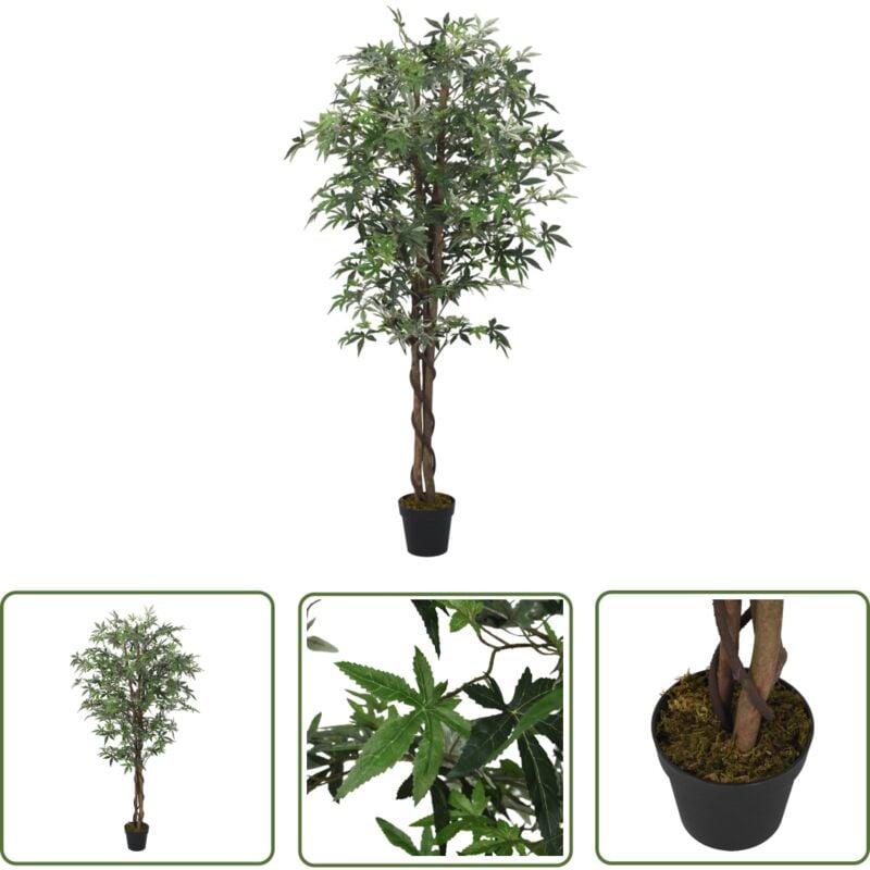 The Living Store - rable artificiel 336 feuilles 120 cm vert - Arbre Artificiel - Décoration Intérieure - Plante Verte - Érable Synthétique - Fausse