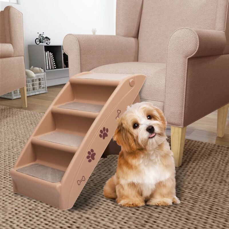 The Living Store - Escaliers pliables pour chiens Marron 62x40x49,5 cm Brun
