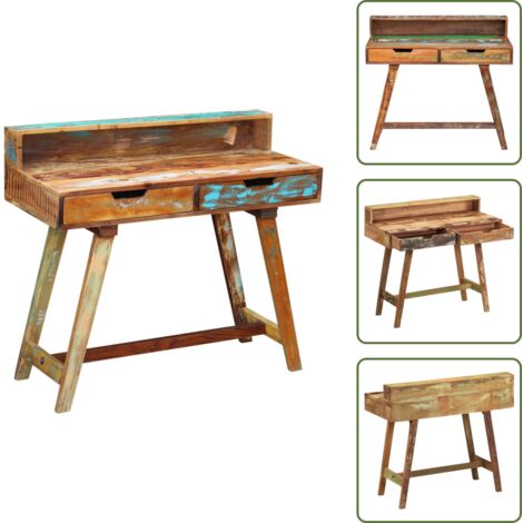 The Living Store Escritorio de madera maciza reciclada - Madera maciza