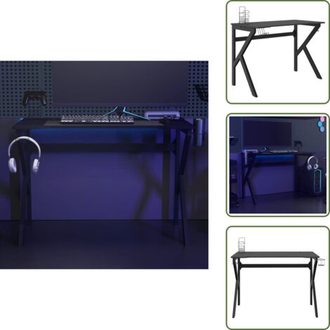 The Living Store Escritorio gaming con patas en forma de K negro 110x60x75 cm - Escritorio ergonómico
