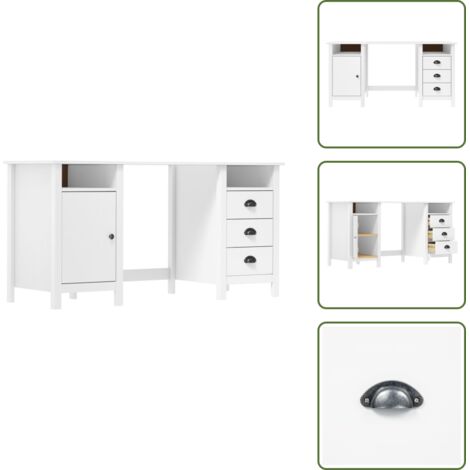 The Living Store Escritorio Hill Range madera de pino blanco 150x50x74 cm - Madera de pino