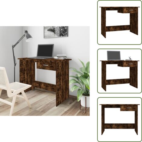 The Living Store Escritorio madera contrachapada roble ahumado 100x50x76 cm - Escritorio de estudio