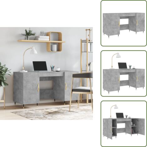 The Living Store Escritorio madera de ingeniería gris hormigón 140x50x75 cm - Escritorio de estudio