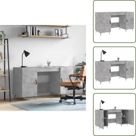 The Living Store Escritorio madera de ingeniería gris hormigón 140x50x75 cm - Escritorio de estudio