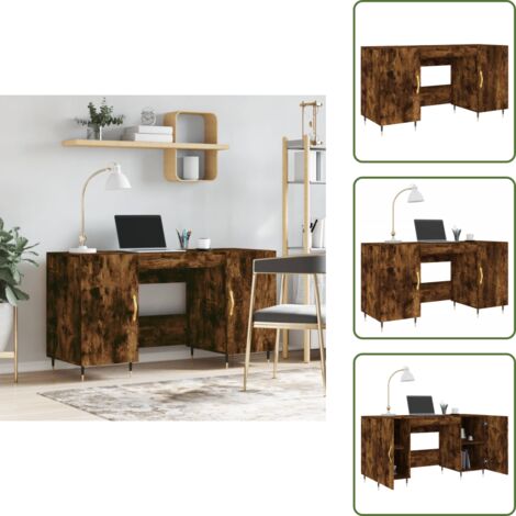 The Living Store Escritorio madera de ingeniería roble ahumado 140x50x75 cm - Escritorio de estudio