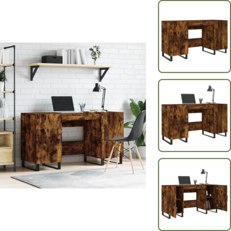 The Living Store Escritorio madera de ingeniería roble ahumado 140x50x75 cm - Escritorio de estudio