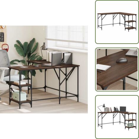 The Living Store Escritorio madera de ingeniería roble marrón 139x139x75 cm - Madera de ingeniería