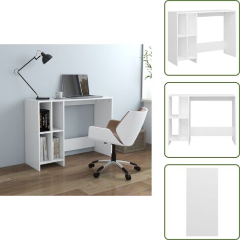 The Living Store Escritorio notebook madera contrachapada blanco 102,5x35x75 cm - Escritorio de estudio