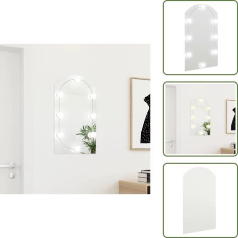 The Living Store Espejo con luces LED vidrio arco 70x40 cm - Espejo LED