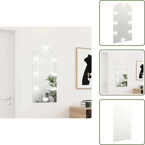 The Living Store Espejo con luces LED vidrio arco 90x45 cm - Espejo de pared