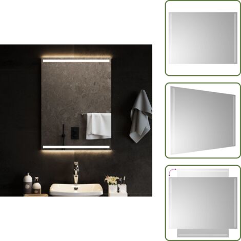 The Living Store Espejo de baño con LED 60x80 cm - Espejo de baño impermeable