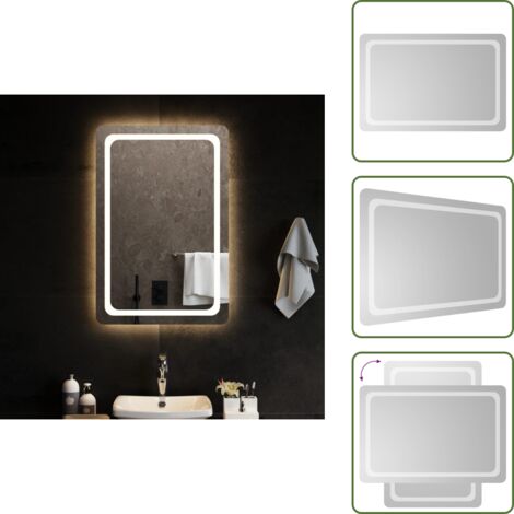 The Living Store Espejo de baño con LED 60x90 cm - Espejo de baño impermeable