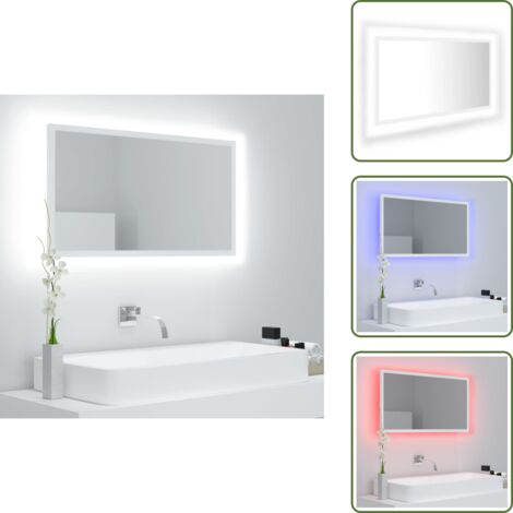 The Living Store Espejo de baño LED acrílico blanco 80x8,5x37 cm - Espejo LED