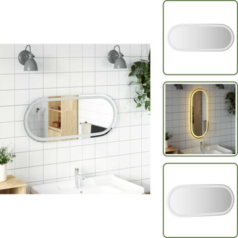 The Living Store Espejo de baño LED ovalado 90x40 cm - Espejo LED