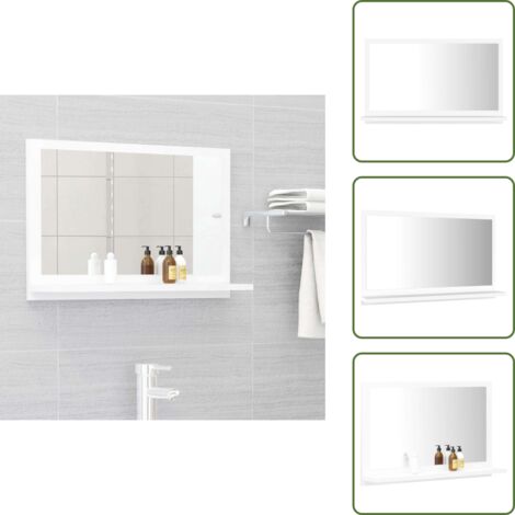 The Living Store Espejo de baño madera contrachapada blanco 60x10,5x37 cm - Espejo de pared