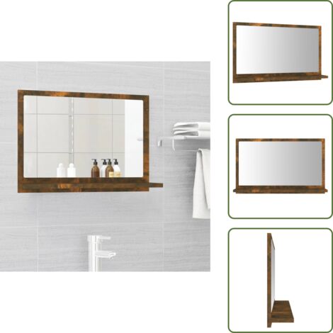 The Living Store Espejo de baño madera contrachapada roble ahumado 60x10,5x37 cm - Espejo de pared