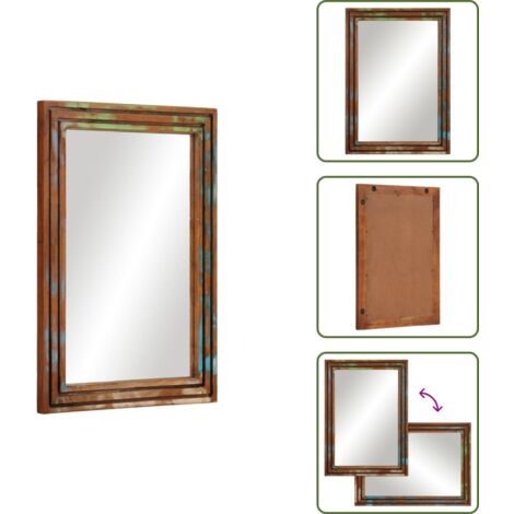 The Living Store Espejo de baño madera maciza de acacia y vidrio 50x70 cm - Espejo de pared