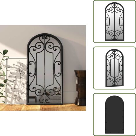 The Living Store Espejo de hierro negro para uso interior 70x30 cm - Espejo negro