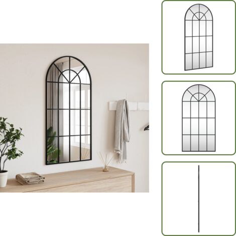 The Living Store Espejo de pared arco de hierro negro 50x100 cm - Espejo arco