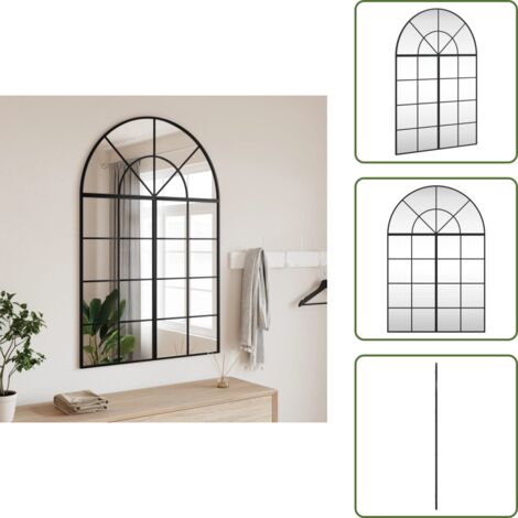The Living Store Espejo de pared arco de hierro negro 80x120 cm - Espejo arco