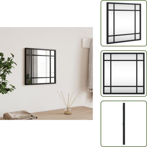 The Living Store Espejo de pared cuadrado de hierro negro 30x30 cm - Espejo cuadrado