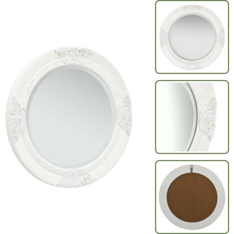 The Living Store Espejo de pared estilo barroco blanco 50 cm - Espejo barroco