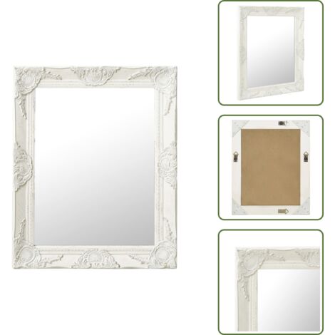 The Living Store Espejo de pared estilo barroco blanco 50x60 cm - Espejo barroco
