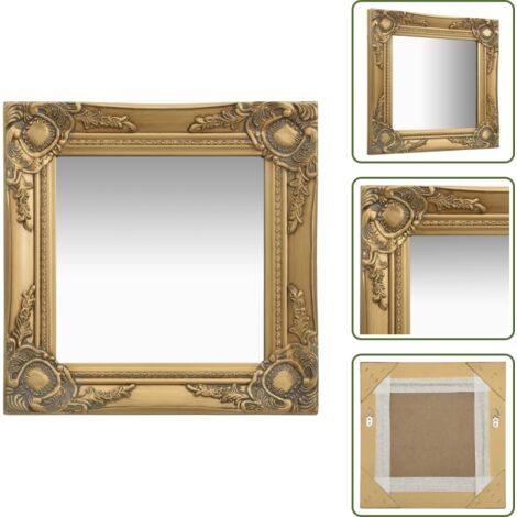 The Living Store Espejo de pared estilo barroco dorado 40x40 cm - Espejo barroco