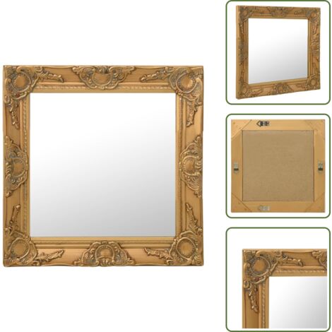 The Living Store Espejo de pared estilo barroco dorado 50x50 cm - Espejo barroco