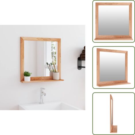 The Living Store Espejo de pared madera maciza nogal 55x55 cm - Espejo de tocador
