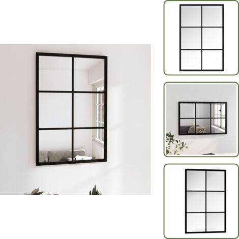The Living Store Espejo de pared metal negro 60x40 cm - Espejo de baño