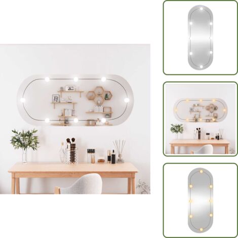 The Living Store Espejo de pared ovalado con luces LED vidrio 45x100 cm - Espejo decorativo