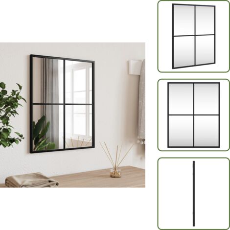 The Living Store Espejo de pared rectangular de hierro negro 40x50 cm - Espejo rectangular